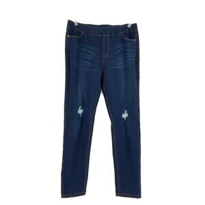Shelia Rose Distressed Jeggings in Blue Size 2XL